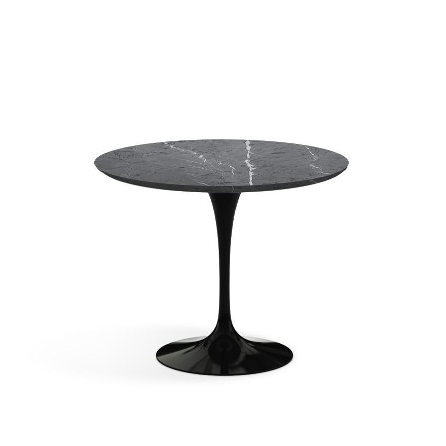 Saarinen 35&quot; Round Dining Table Dining Tables Knoll Black Grigio Marquina marble, Shiny finish 