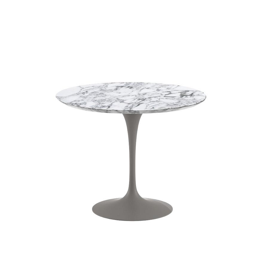 Saarinen 35&quot; Round Dining Table Dining Tables Knoll Grey Arabescato marble, Satin finish 