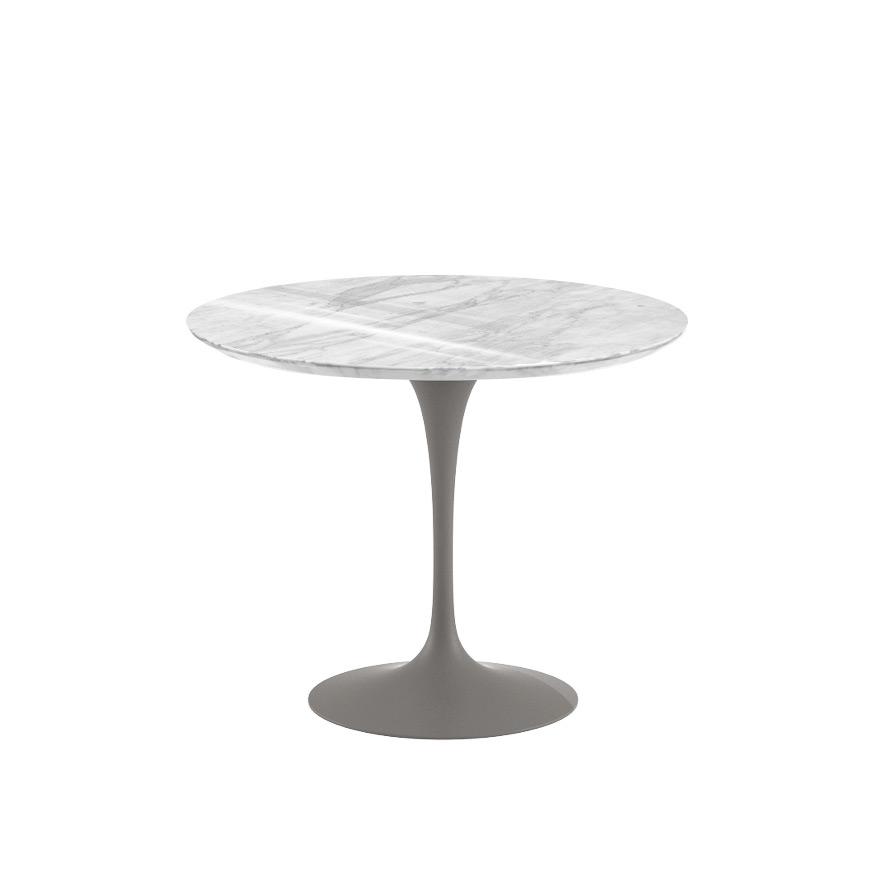 Saarinen 35&quot; Round Dining Table Dining Tables Knoll Grey Carrara marble, Shiny finish 