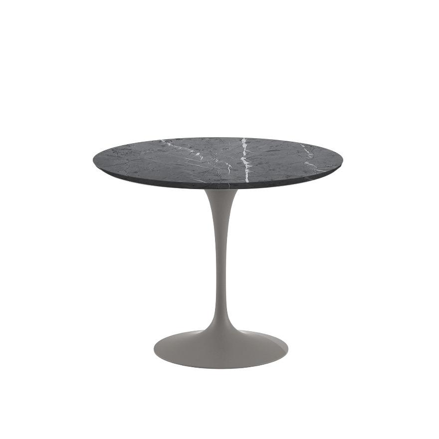 Saarinen 35&quot; Round Dining Table Dining Tables Knoll Grey Grigio Marquina marble, Shiny finish 