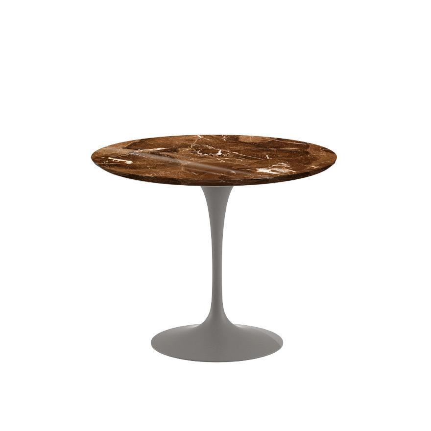 Saarinen 35&quot; Round Dining Table Dining Tables Knoll Grey Espresso marble, Shiny finish 