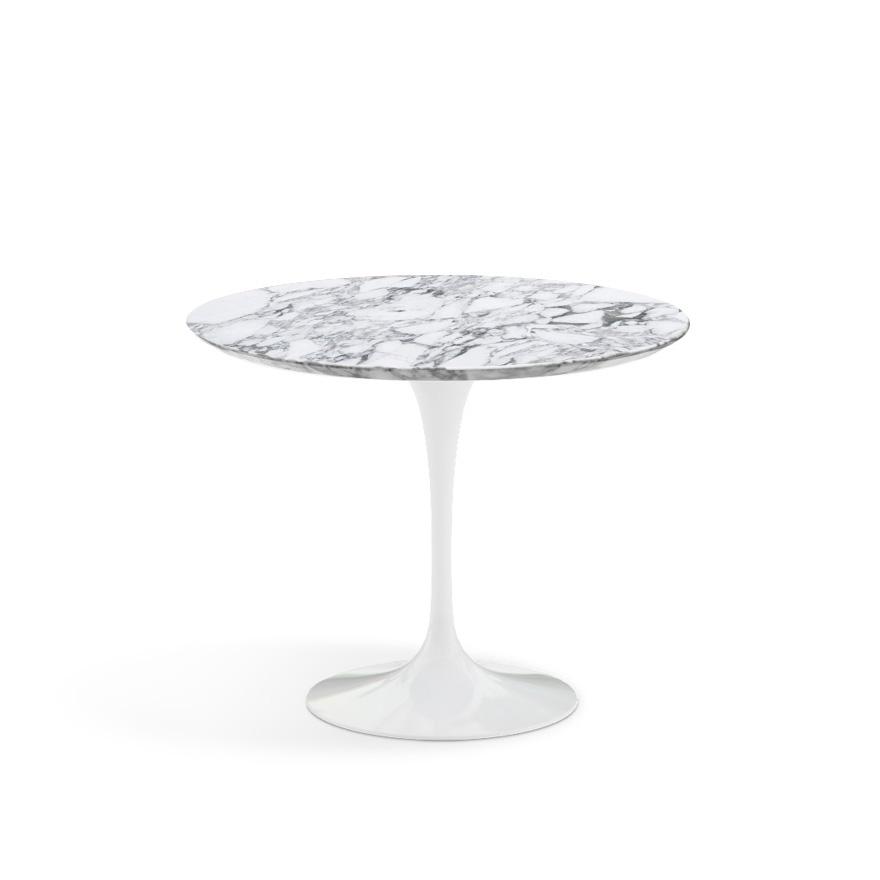 Saarinen 35&quot; Round Dining Table Dining Tables Knoll White Arabescato marble, Satin finish 