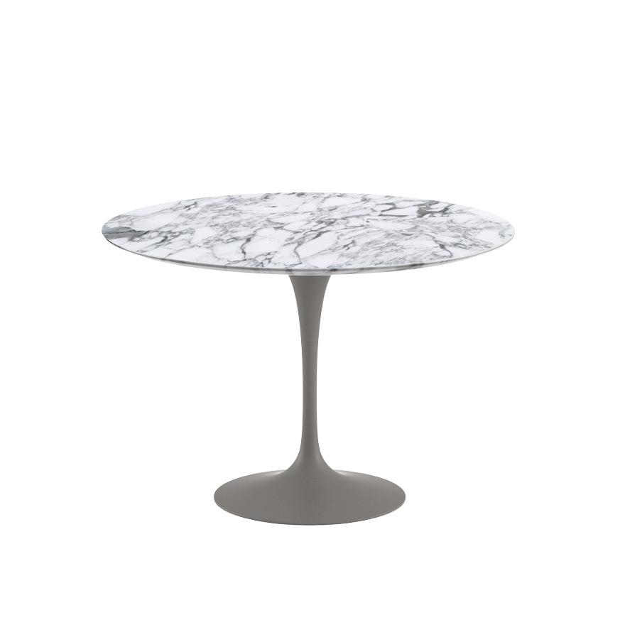 Saarinen 42&quot; Round Dining Table Dining Tables Knoll Grey Arabescato Satin Coated Marble 