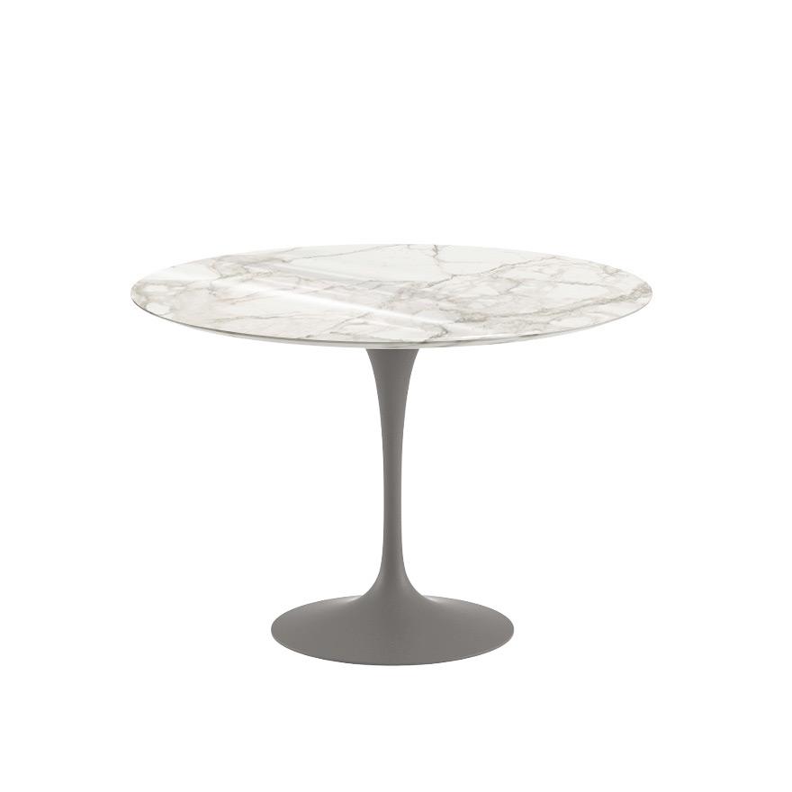 Saarinen 42&quot; Round Dining Table Dining Tables Knoll Grey Calacatta Coated Marble 