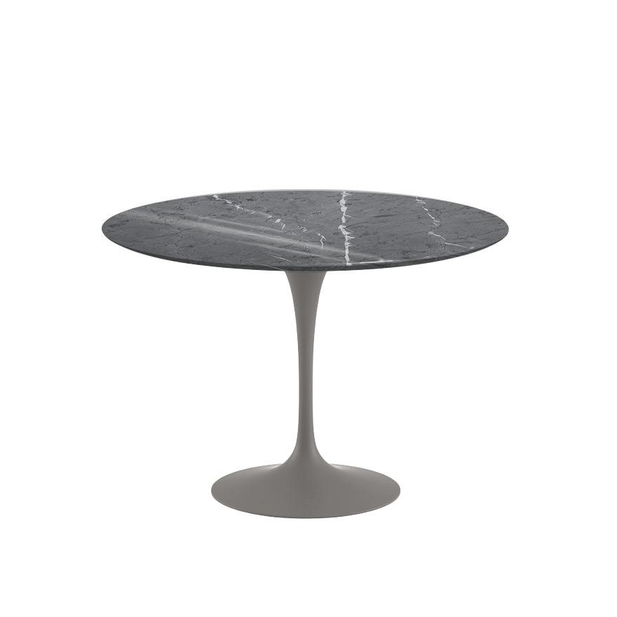 Saarinen 42&quot; Round Dining Table Dining Tables Knoll Grey Grigio Marquina marble, Shiny finish 