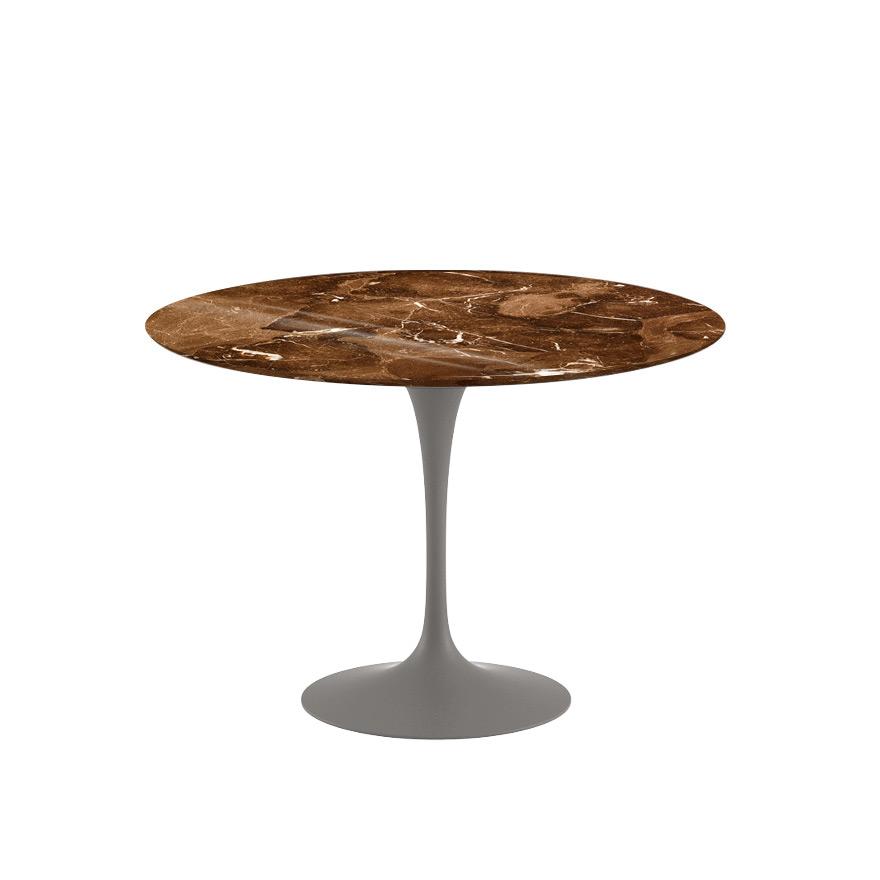 Saarinen 42&quot; Round Dining Table Dining Tables Knoll Grey Espresso marble, Shiny finish 