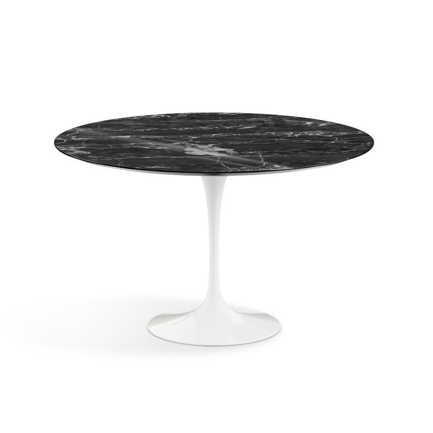 Saarinen 47&quot; Round Dining Table Dining Tables Knoll White Portoro marble, Shiny finish 