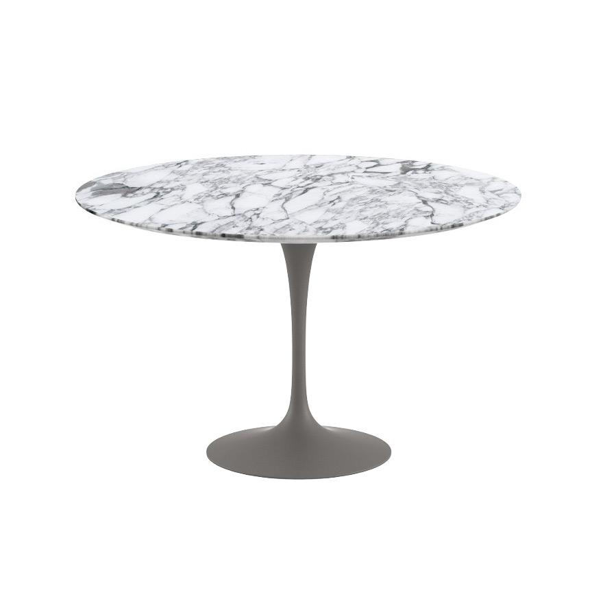 Saarinen 47&quot; Round Dining Table Dining Tables Knoll Grey Arabescato marble, Satin finish 