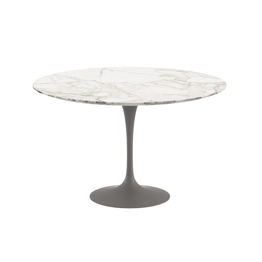 Saarinen 47&quot; Round Dining Table Dining Tables Knoll Grey Calacatta marble, Satin finish 