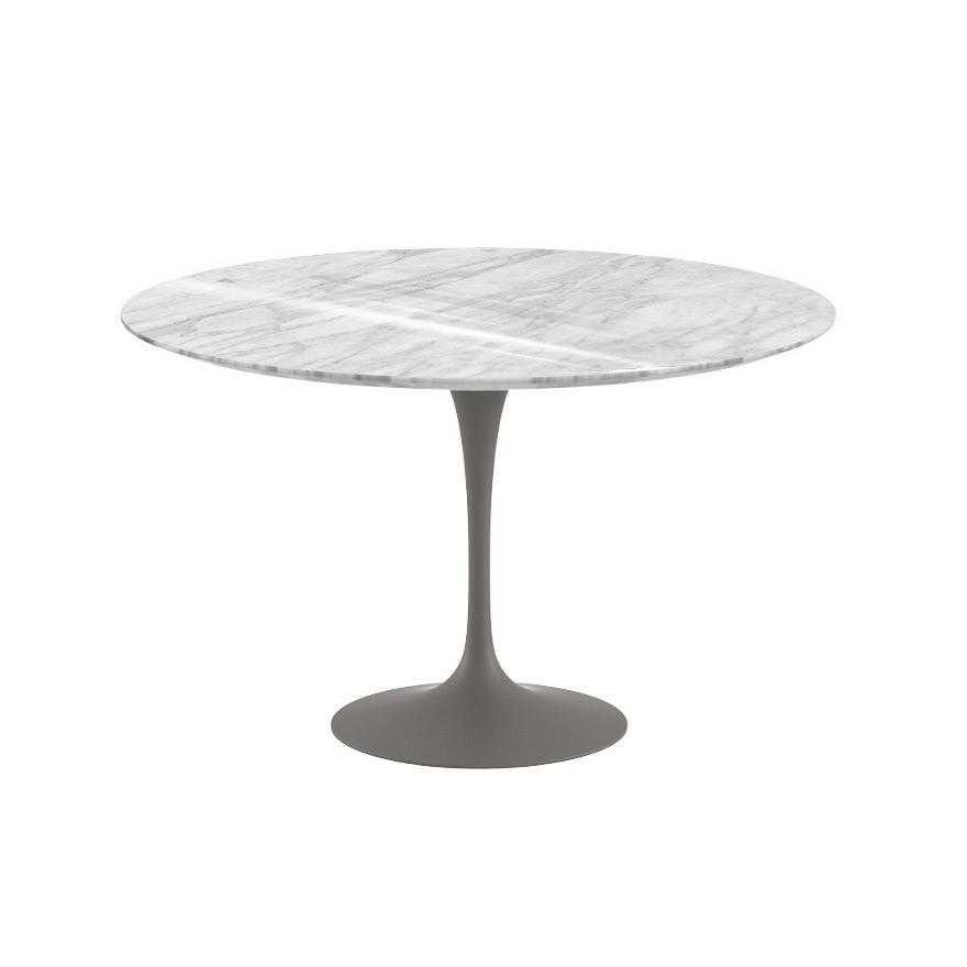 Saarinen 47&quot; Round Dining Table Dining Tables Knoll Grey Carrara marble, Shiny finish 
