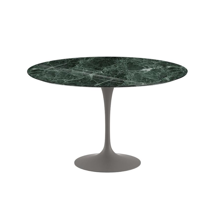 Saarinen 47&quot; Round Dining Table Dining Tables Knoll Grey Verde Alpi marble, Shiny finish 