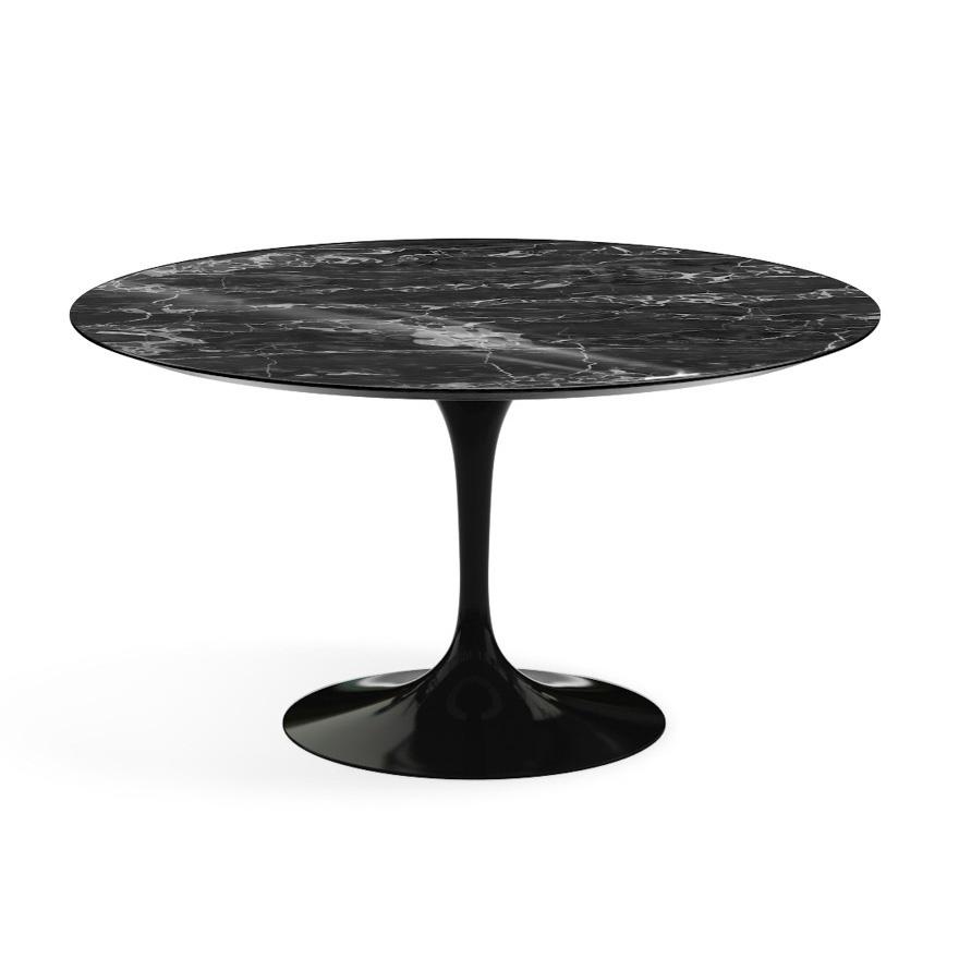 Saarinen 54&quot; Round Dining Table Dining Tables Knoll Black Portoro marble, Shiny finish 