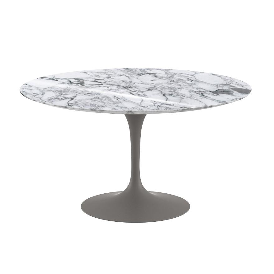 Saarinen 54&quot; Round Dining Table Dining Tables Knoll Grey Arabescato marble, Shiny finish 
