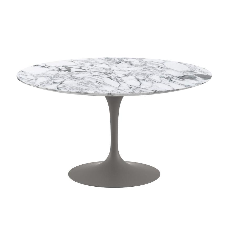 Saarinen 54&quot; Round Dining Table Dining Tables Knoll Grey Arabescato marble, Satin finish 