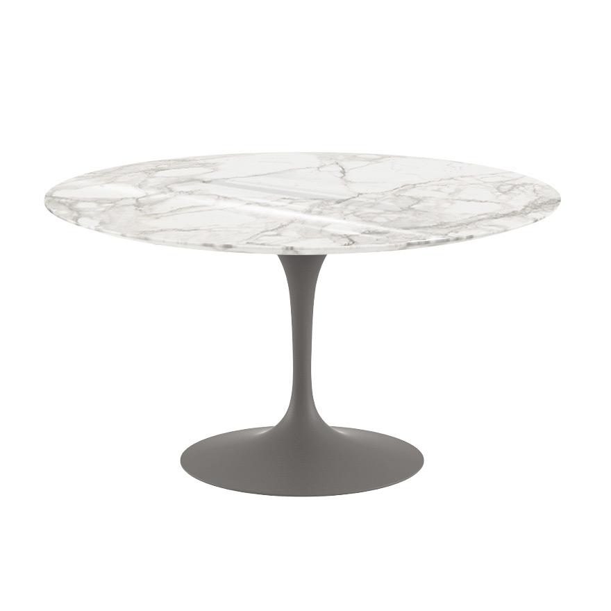 Saarinen 54&quot; Round Dining Table Dining Tables Knoll Grey Calacatta marble, Shiny finish 