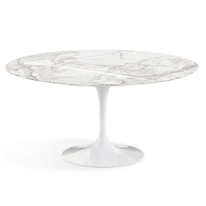 Saarinen 60" Round Dining Table Dining Tables Knoll White Calacatta Coated Marble 