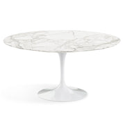 Saarinen 60" Round Dining Table Dining Tables Knoll White Calacatta Satin Coated Marble 