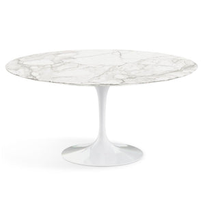 Saarinen 60" Round Dining Table Dining Tables Knoll White Calacatta Satin Coated Marble 