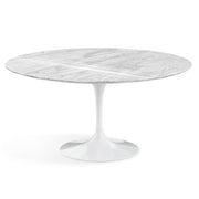 Saarinen 60" Round Dining Table Dining Tables Knoll White Carrara Coated Marble 