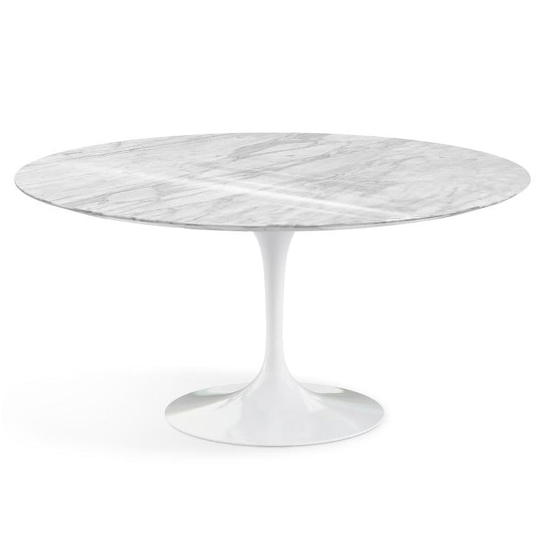 Saarinen 60" Round Dining Table Dining Tables Knoll White Carrara Coated Marble 