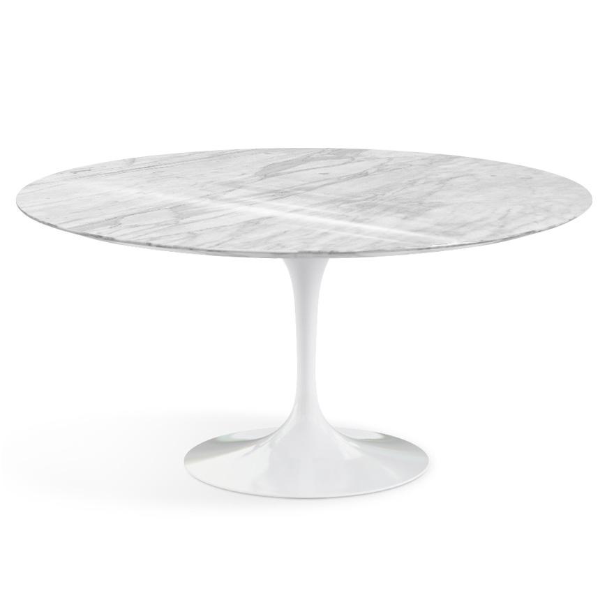 Saarinen 60&quot; Round Dining Table Dining Tables Knoll White Carrara Coated Marble 