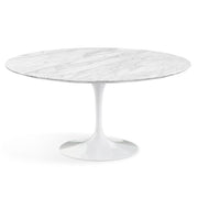 Saarinen 60" Round Dining Table Dining Tables Knoll White Carrara Satin Coated Marble 