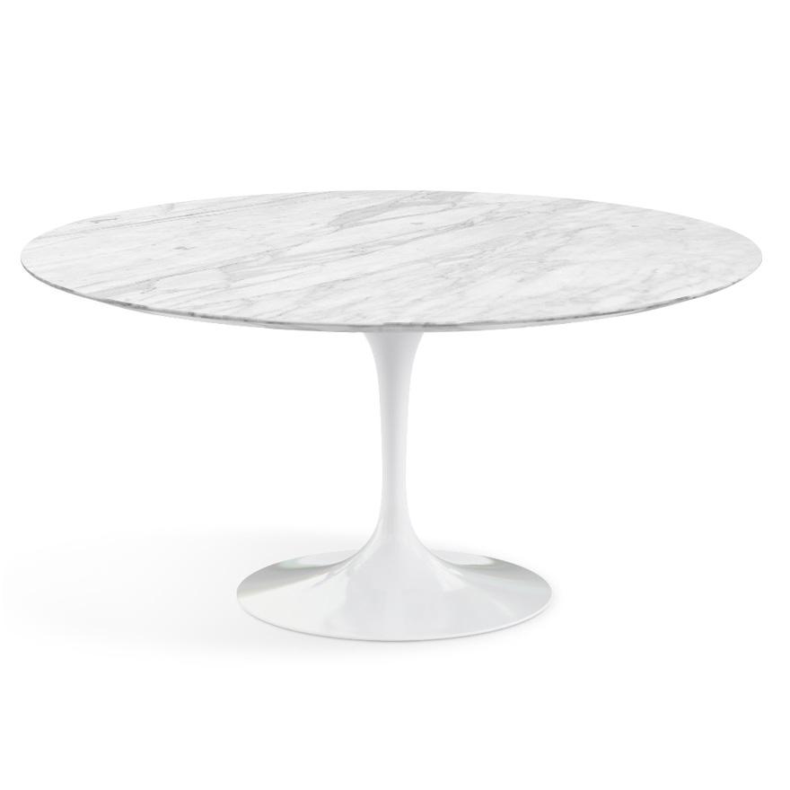 Saarinen 60&quot; Round Dining Table Dining Tables Knoll White Carrara Satin Coated Marble 