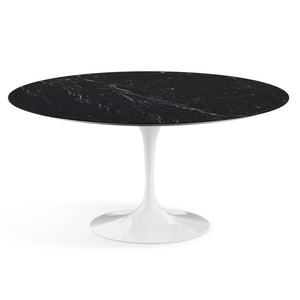 Saarinen 60" Round Dining Table Dining Tables Knoll White Nero Marquina Satin Coated Marble 