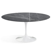 Saarinen 60" Round Dining Table Dining Tables Knoll White Grigio Marquina marble, Shiny finish 