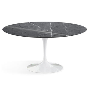 Saarinen 60" Round Dining Table Dining Tables Knoll White Grigio Marquina marble, Shiny finish 