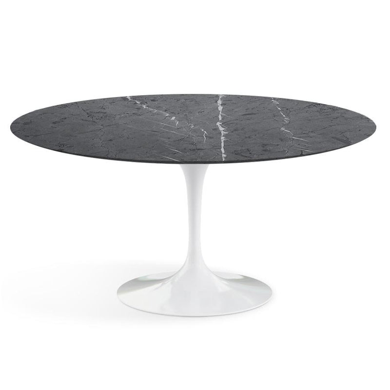 Saarinen 60" Round Dining Table Dining Tables Knoll White Grigio Marquina marble, Satin finish 