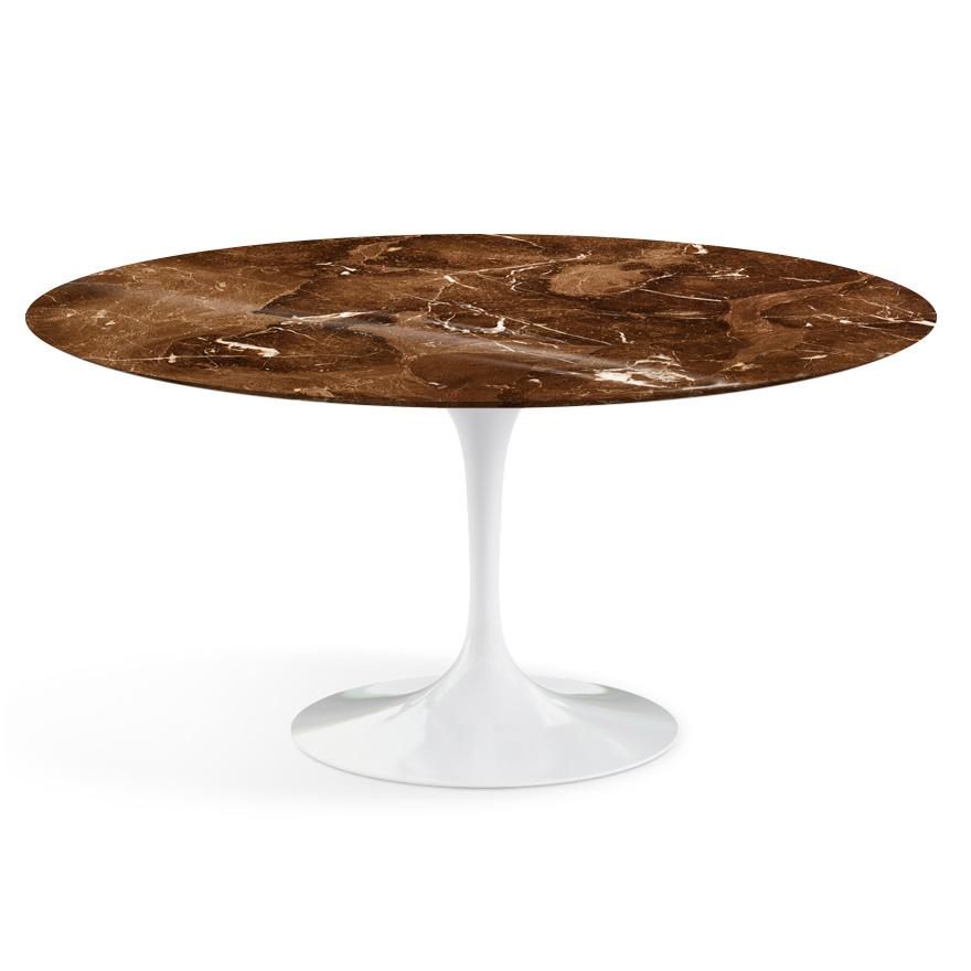 Saarinen 60&quot; Round Dining Table Dining Tables Knoll White Espresso marble, Shiny finish 