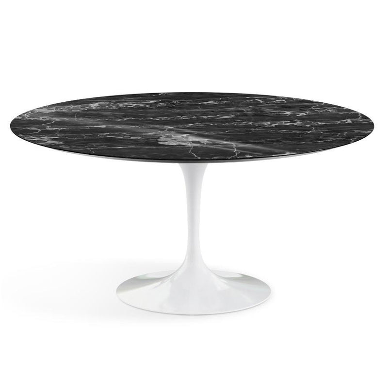 Saarinen 60" Round Dining Table Dining Tables Knoll White Portoro marble, Shiny finish 