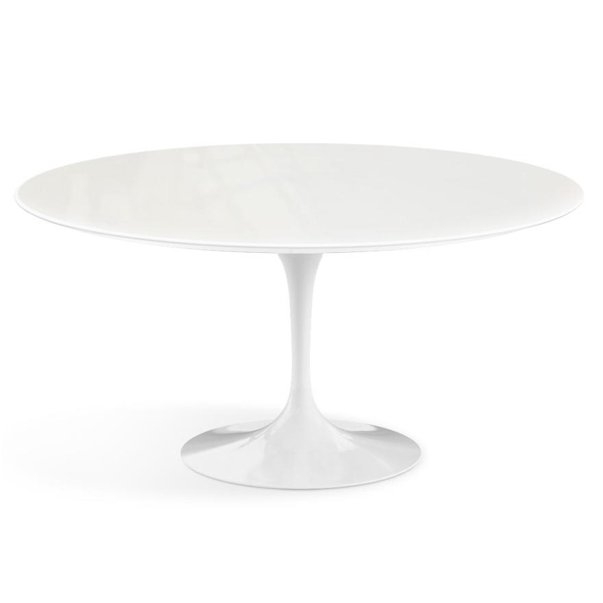 Saarinen 60&quot; Round Dining Table Dining Tables Knoll White Vetro Bianco 