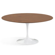 Saarinen 60" Round Dining Table Dining Tables Knoll White Light Walnut Veneer 