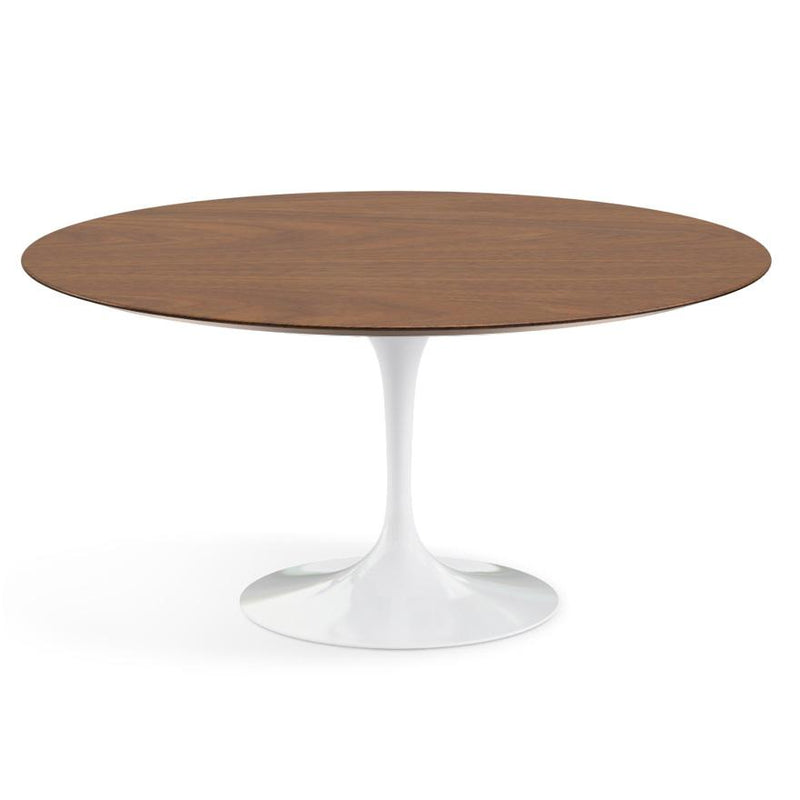 Saarinen 60" Round Dining Table Dining Tables Knoll White Light Walnut Veneer 