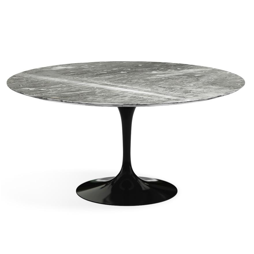 Saarinen 60&quot; Round Dining Table Dining Tables Knoll Black Grey Coated Marble 
