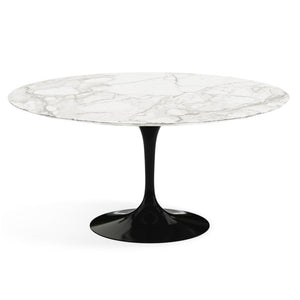 Saarinen 60" Round Dining Table Dining Tables Knoll Black Calacatta Satin Coated Marble 