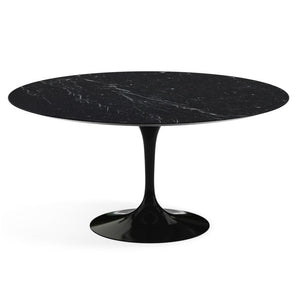 Saarinen 60" Round Dining Table Dining Tables Knoll Black Nero Marquina Satin Coated Marble 