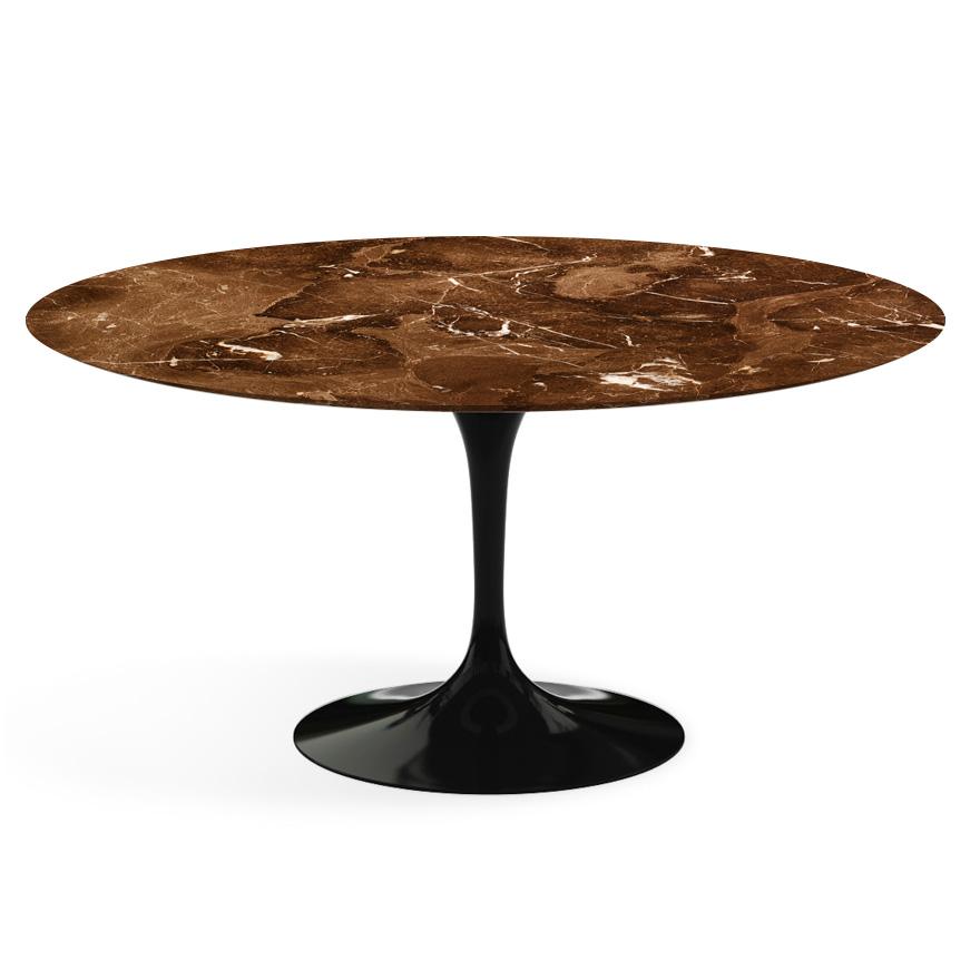 Saarinen 60&quot; Round Dining Table Dining Tables Knoll Black Espresso marble, Satin finish 