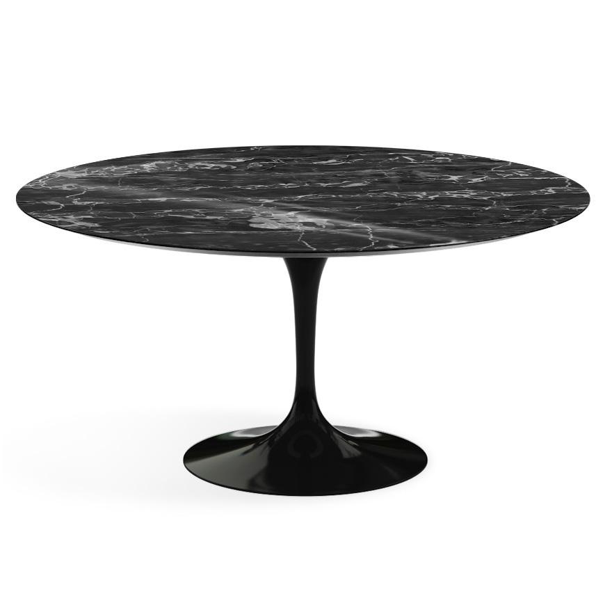 Saarinen 60&quot; Round Dining Table Dining Tables Knoll Black Portoro marble, Shiny finish 