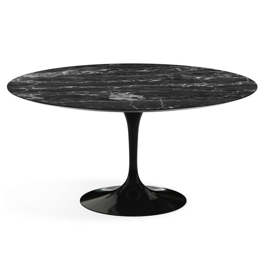 Saarinen 60&quot; Round Dining Table Dining Tables Knoll Black Portoro marble, Satin finish 