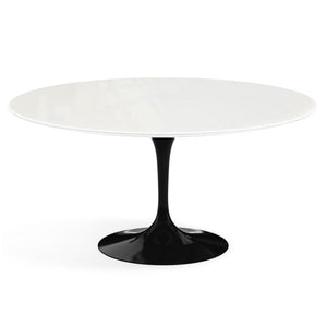 Saarinen 60" Round Dining Table Dining Tables Knoll Black Vetro Bianco 