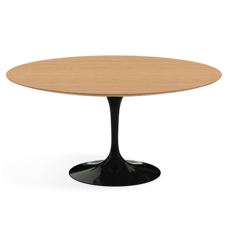 Saarinen 60&quot; Round Dining Table Dining Tables Knoll Black Light Oak Veneer 
