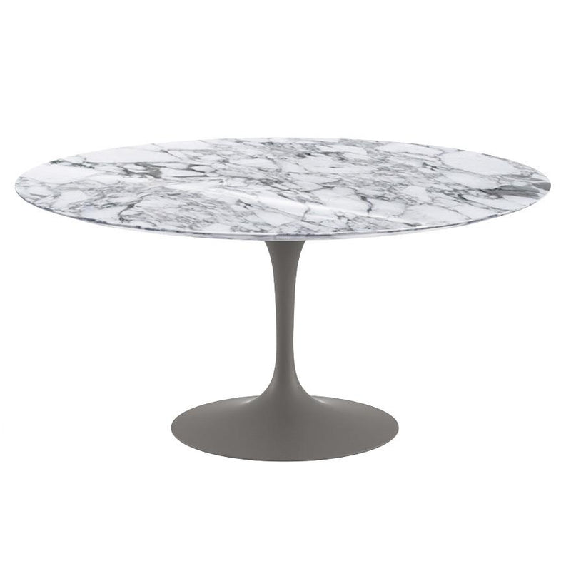 Saarinen 60" Round Dining Table Dining Tables Knoll Grey Arabescato Coated Marble 