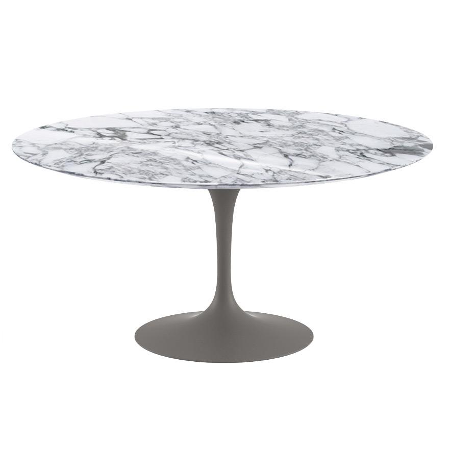 Saarinen 60&quot; Round Dining Table Dining Tables Knoll Grey Arabescato Coated Marble 