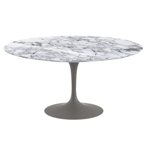 Saarinen 60" Round Dining Table Dining Tables Knoll Grey Arabescato Coated Marble 