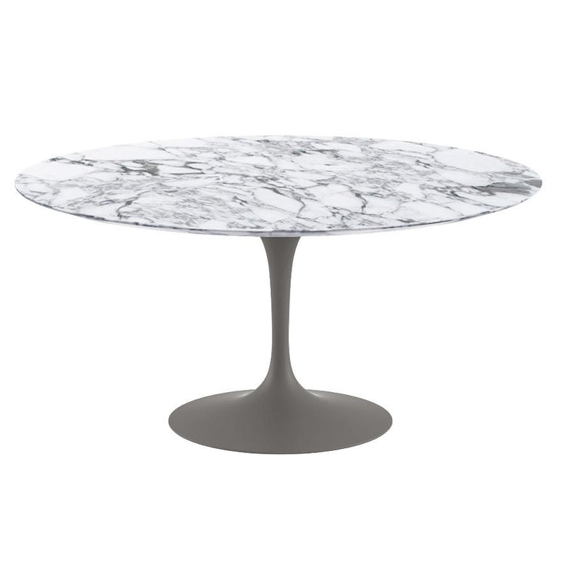 Saarinen 60" Round Dining Table Dining Tables Knoll Grey Arabescato Satin Coated Marble 