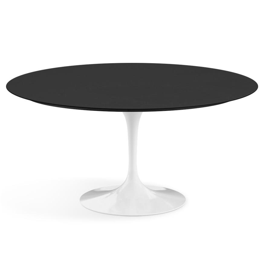 Saarinen 60&quot; Round Dining Table Dining Tables Knoll White Black laminate, Satin finish 
