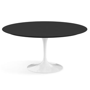 Saarinen 60" Round Dining Table Dining Tables Knoll White Black laminate, Satin finish 